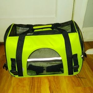 Lime green small pet carrier